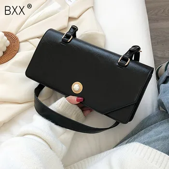 

[BXX] Solid Color PU Leather Shoulder Bags For Women 2020 Autumn Winter Trend Shoulder Handbags Ladies Fashion Travel Bag HO451