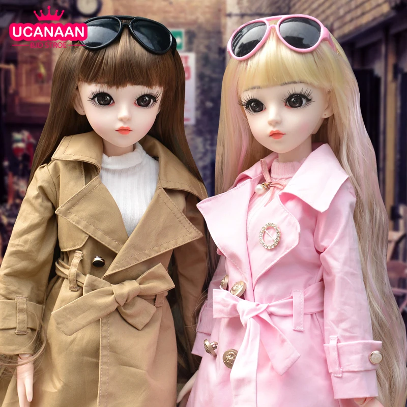UCanaan BJD Doll 60CM 1/3 Fashion Girls SD Dolls 18 Ball Jointed Doll With Outfits Clothes Set Shoes Wig Makeup Children Toys