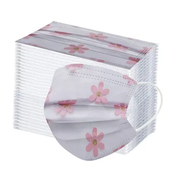 

100pc Adult Net Yarn Flowers Masks For Skin Care Masque Lace Four-layer Non-woven Disposable Protective Mouth Masks Mascarillas
