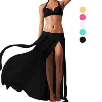 

Sexy Women Beach Tulle Skirt Elastic Waist Fashion Solid Summer Beach Bikini Cover Ups Long Skirts B99