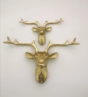 Elk ทองแดงตกแต่งบ้านตู้เสื้อผ้าประตูตู้จับทองเหลืองหัวกวางตะขอแขวน Rack Wall Mount เฟอร์นิเจอร์ฮาร์ดแวร์ 1