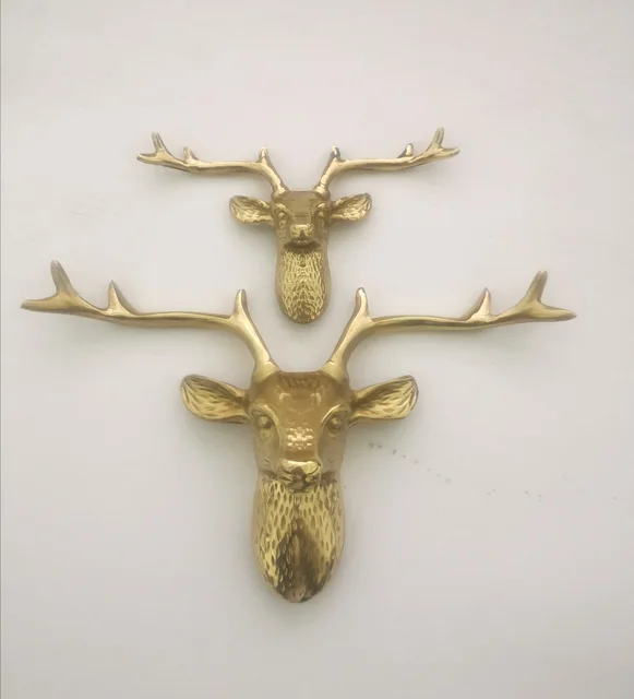 Elk ทองแดงตกแต่งบ้านตู้เสื้อผ้าประตูตู้จับทองเหลืองหัวกวางตะขอแขวน Rack Wall Mount เฟอร์นิเจอร์ฮาร์ดแวร์ 1