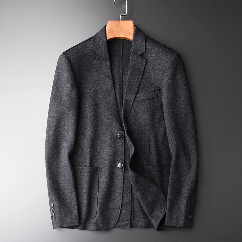 

Male Hight Quality Horn Bottons Wool Blending And Jackets Men Plus Size 4xl Chic Blazer Masculino Slim Fit