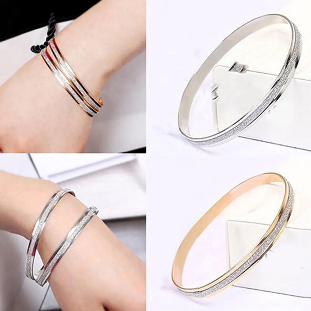 Fashion Women Unique Bracelet Charm Scrub Type Female Ladies Wedding Bracelet Bangle Fine Jewelry Gift