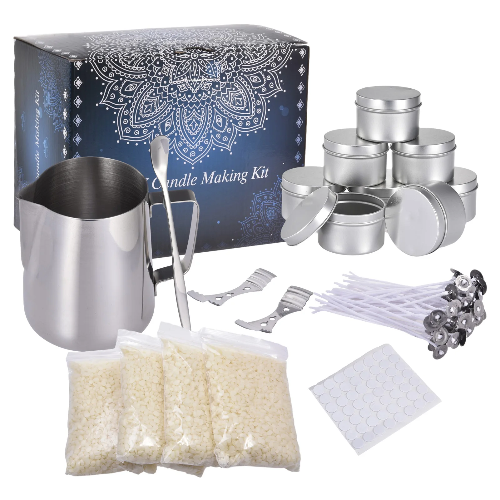 

Soy Bean Wax Candle Making Kit Candle Wicks Stickers For Beginner Cup,8pcs Can,480g Beeswax,50pcs Wax Core,clip,Spoon