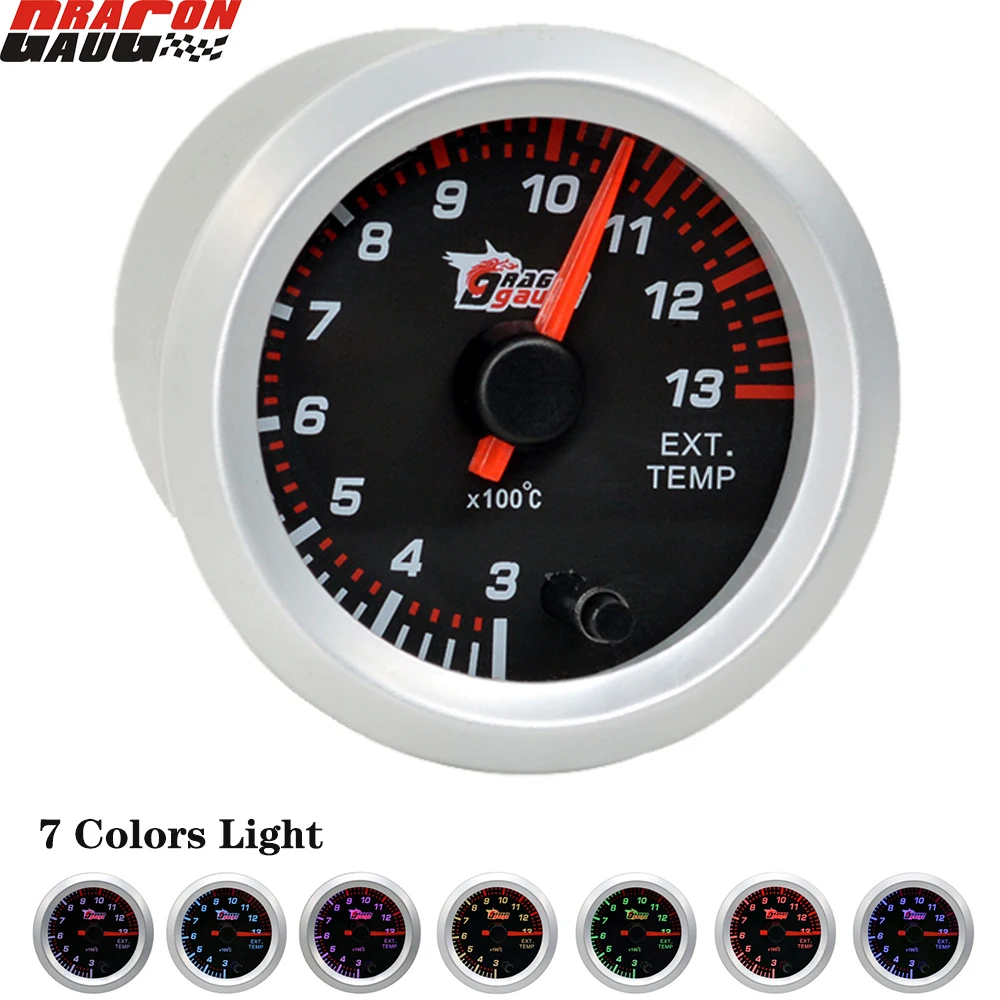 Dragon 52mm Auto Car 7 Color Light Exhaust Gas Temperature Gauge Modification Ext Temp 30013000