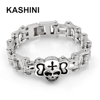 

Punk motorcycle chain bracelet men's bicycle chain bracelet stainless steel motorcycle bracelet double punk bracelet wholesale