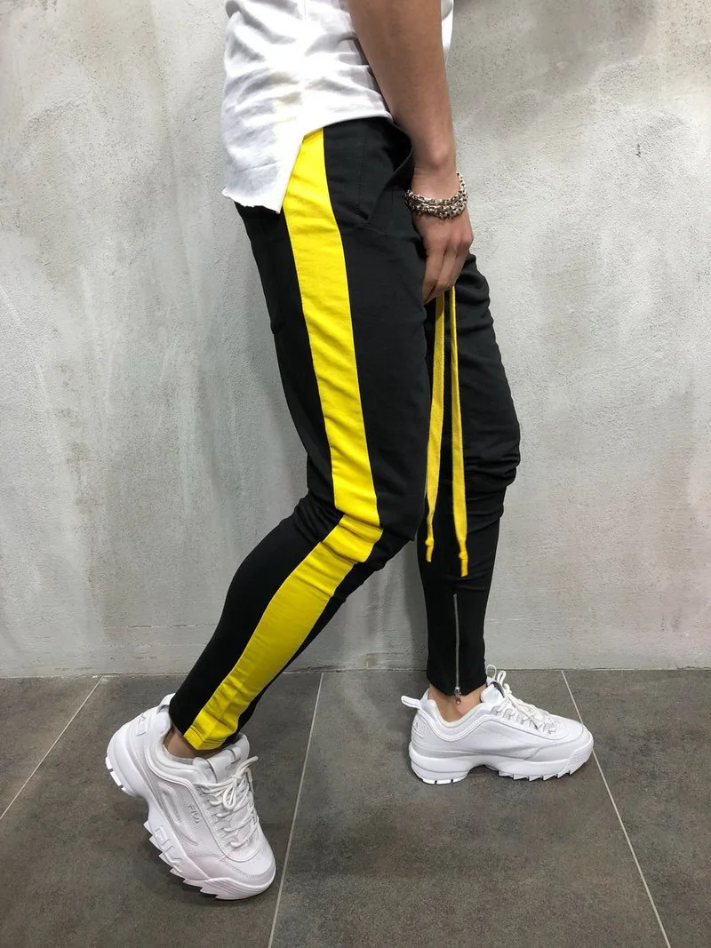 2018 Men's Running Harem Pants Brand Male High Street jogging Mans Side Double Zipper Spell Color Gym Fitness | Спорт и