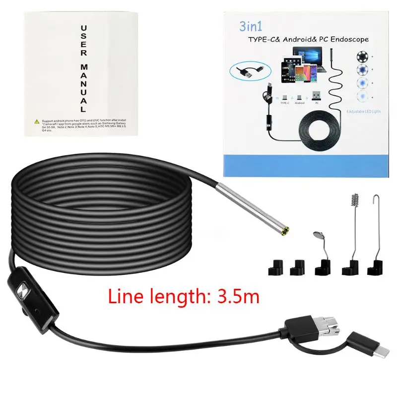 3IN1 промышленная камера-эндоскоп 3,9 мм IP67 USB бороскоп инспекционная Камера комплект 3IN1 промышленная камера-эндоскоп 3,9 мм IP67 USB бороскоп инспекционная Камера комплект