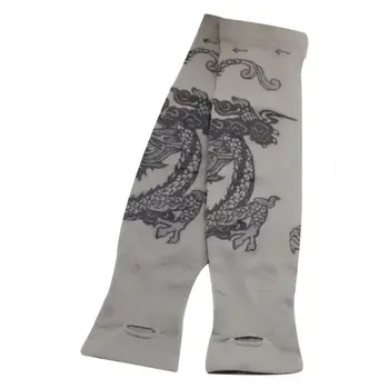 

Women Men Summer Ice Silk UV Protection Arm Sleeves Cooling Sports Dragon Tattoo Printed Driving Fingerless Gloves Thumb Hole