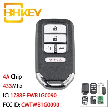 

BHKEY CWTWB1G0090 Car Remote Key 4A Chip 433Mhz For Honda Accord 2018 2019 Smart Car Key 1788F-FWB1G0090 5 Buttons