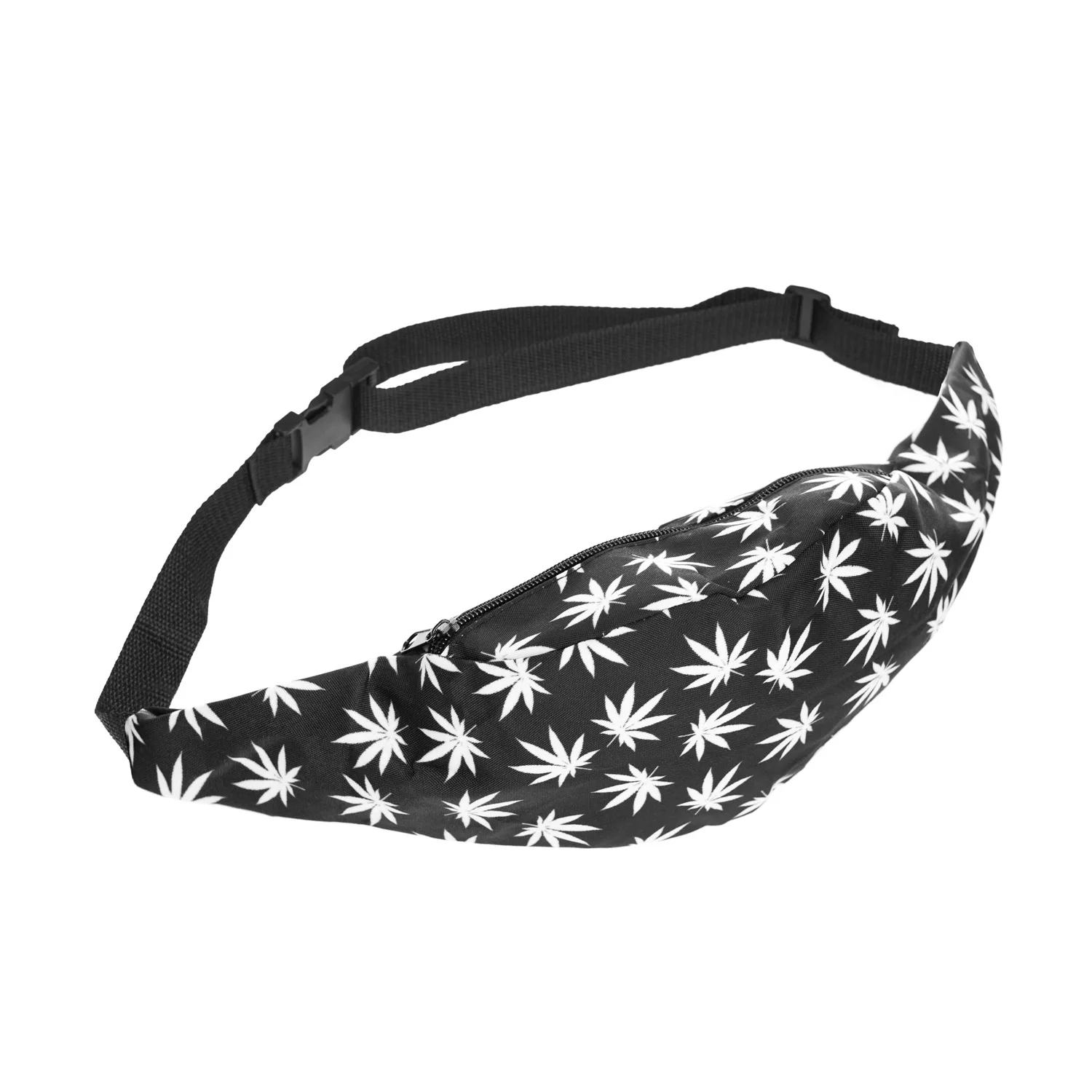 Digital Printing White Hemp Fimble Leaf Marijuana Bag Chest Pack Shoulder Bag Cross Border Hot Selling