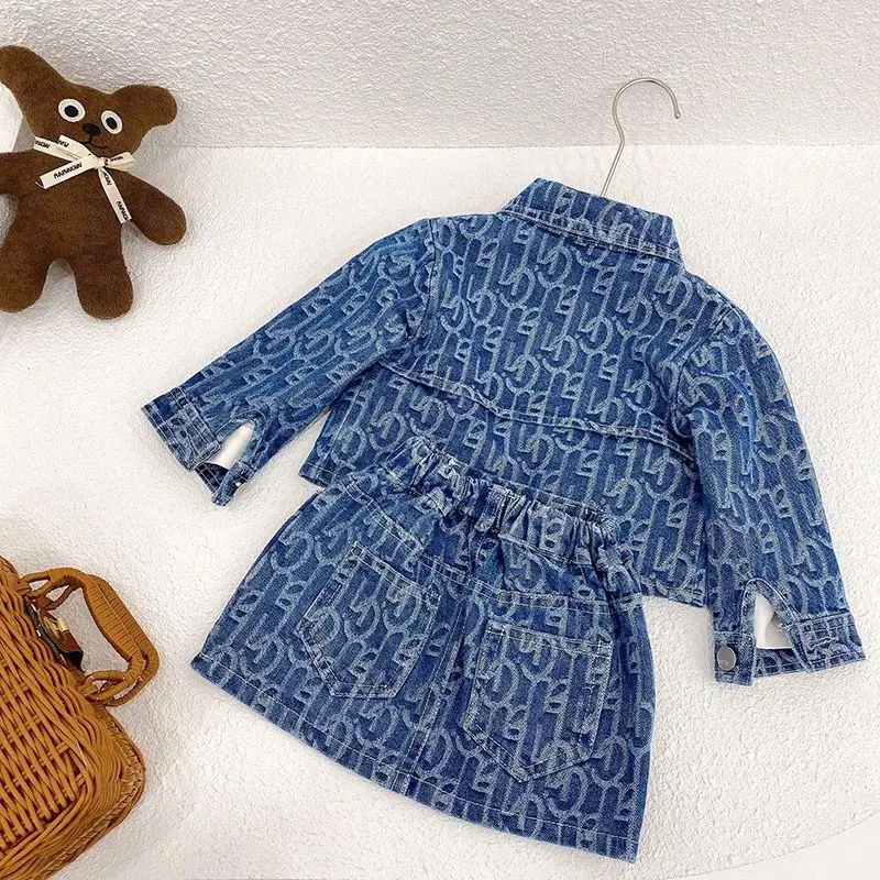 Girls Clothing Set Baby Girl Jean Clothes Set Cotton Infant Toddler Kid Denim Jacket + Skirt 2PCS Spring Autumn Summer 1-10Y