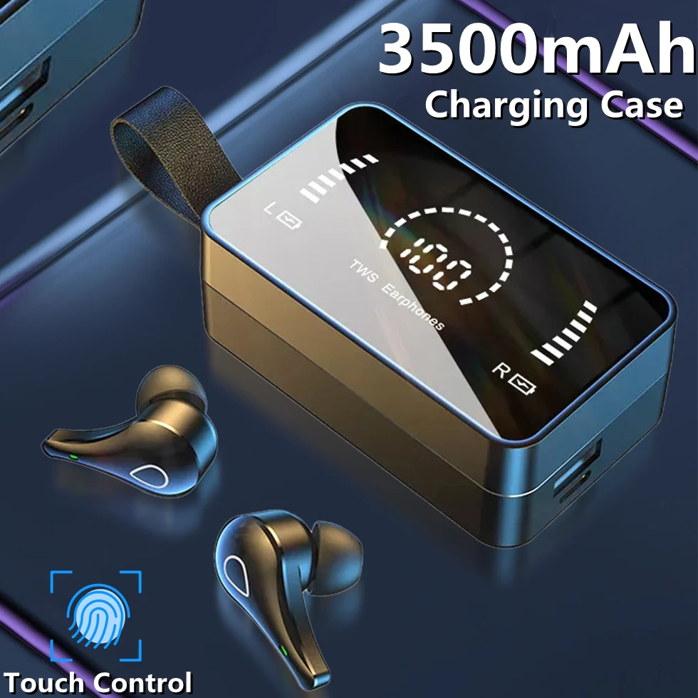TWS Bluetooth Headphones HD Mirror Screen LED Display Earphones 3500mAh Charging Box 9D Stereo Sports Waterproof Headsets | Электроника
