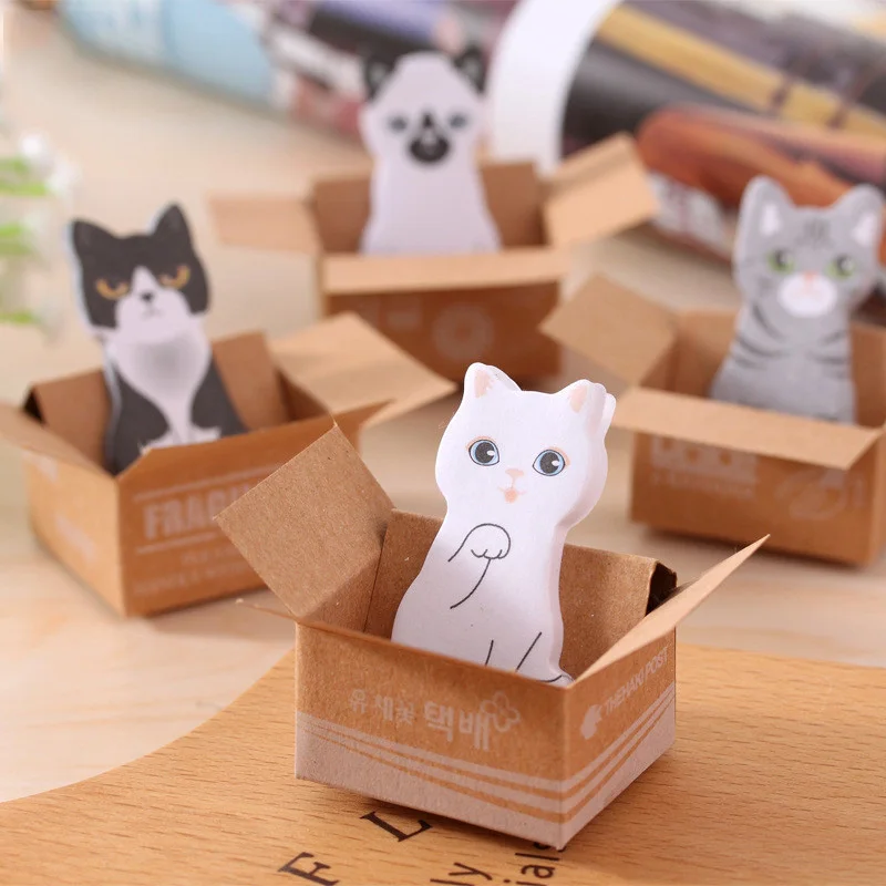 Kawaii Dog Sticky Notes Cute Cat Box блокноты для записей наклейки детей канцелярские