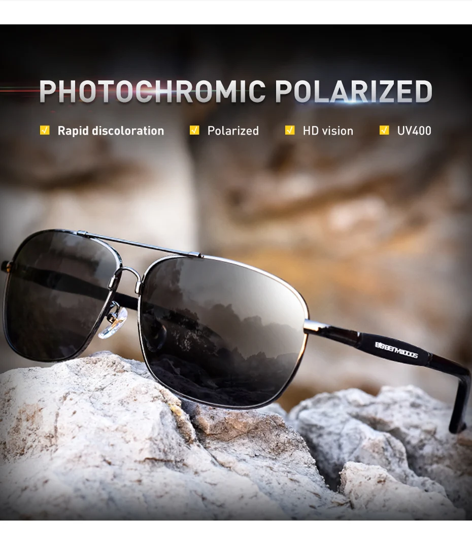 Мужские поляризованные солнцезащитные очки BERTHA из нержавеющей стали, солнцезащитные очки для вождения, прямоугольные солнцезащитные очки для мужчин, Oculos Masculino CP10001
