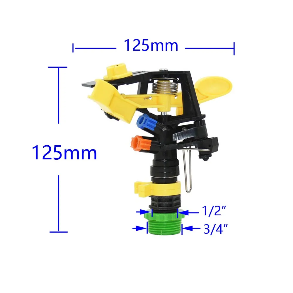 Garden Irrigation Sprinkler Double Outlet Rocker Nozzle 360 Degrees Rotary Jet Nozzle 1/2" 3/4" Male 1pcs