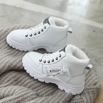 

cotton shoes women's winter Plush 2019 new Korean version of students' versatile warm high top boots cotton shoes