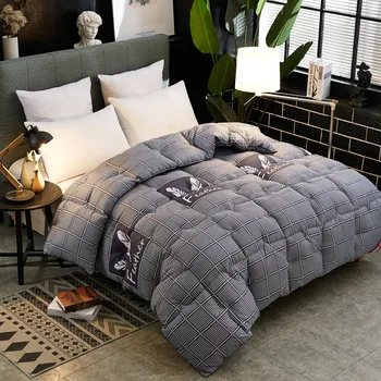 

Winter Thick Blanket Quilt Air Condition Printing Cover King Double Grey Duvet Comforter Bedding Beige Bed Bedspread