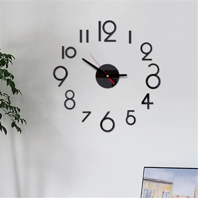 

DIY Wall Clock Large Number 3D Mirror Sticker Modern Design Home Office Decoration 4 Colors