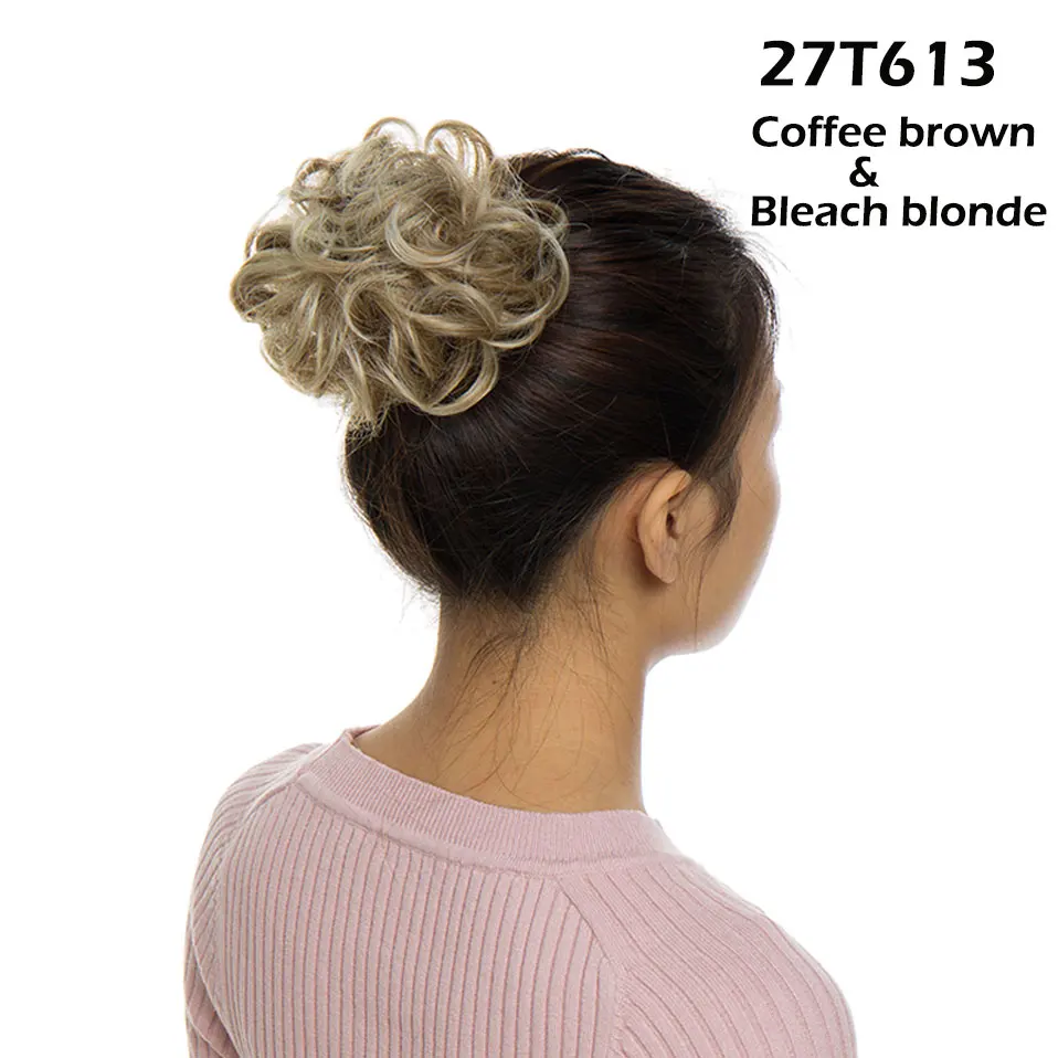 Snoilite, 25 цветов, эластичные шиньоны для наращивания волос, синтетические резинки для волос, пучок волос, пышные накладные волосы, шиньон для женщин - Цвет: 27T613