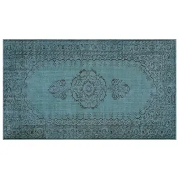 

Handmade Turquoise Vintage Overdyed Turkish Area Rug 176x300 Cm-5'9''X9'10''