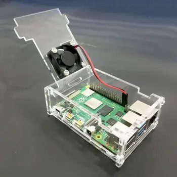 

Litake Acrylic Case Transparent Box Shell + CPU Fan for Raspberry Pi 4 Model B