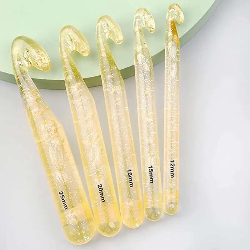 1Pcs12mm-25mm Large size Plastic handle Transparent Craft Knit Crochet Hooks Knitting Needles Weave Diy Craft Loom Tool