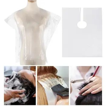 

50/100Pcs Disposable Hairdressing Capes PE Waterproof Apron Cutting Perm Dye Hair Cape Transparent Hairdressing Cloth 2020