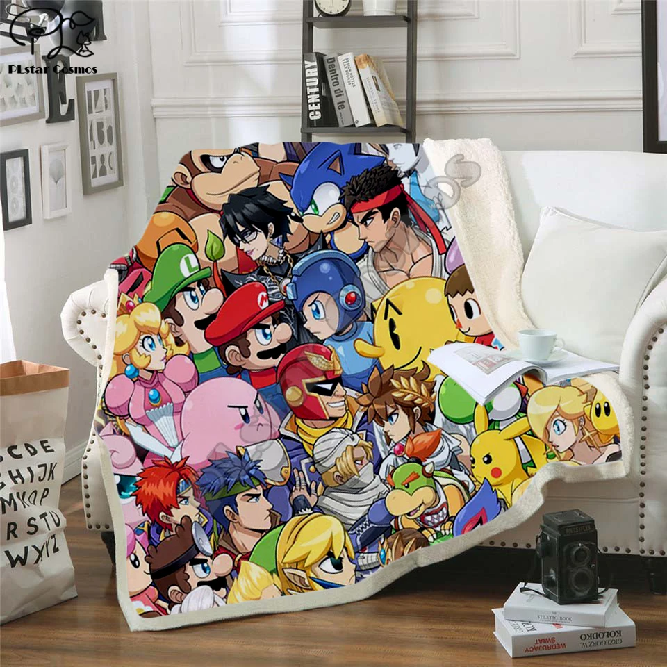 

Super Mario Cartoon Blanket Design Flannel Fleece Blanket Printed Children Warm Bed Throw Blanket Kids Blanket style-1