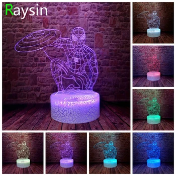 

Marvel Legends Cool Avengers Spider Man Infinity War Action Figure 7 Colors Change Crack Night Light Adults Child Boys Xmas Gift