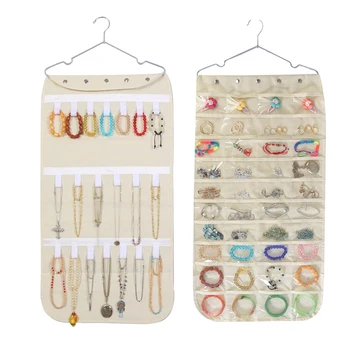 

40 Pockets Jewelry Organizer Wall Hanging Storage Bag Household Double Sided With Hanger Space Saving Home Portable Foldable