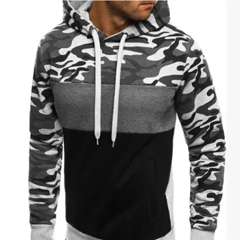 

2020 explosion models spring and autumn youth trend head men's camouflage color matching slim hooded long-sleeved sweater MY112