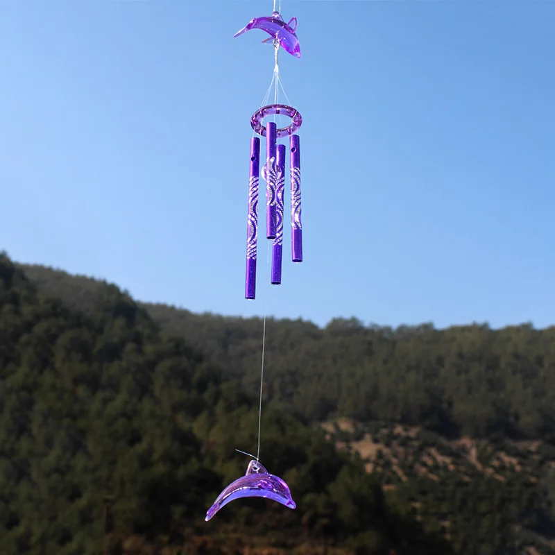 Дельфин креативный кристалл металлические трубки Windchime ветер Chime домашний Декор