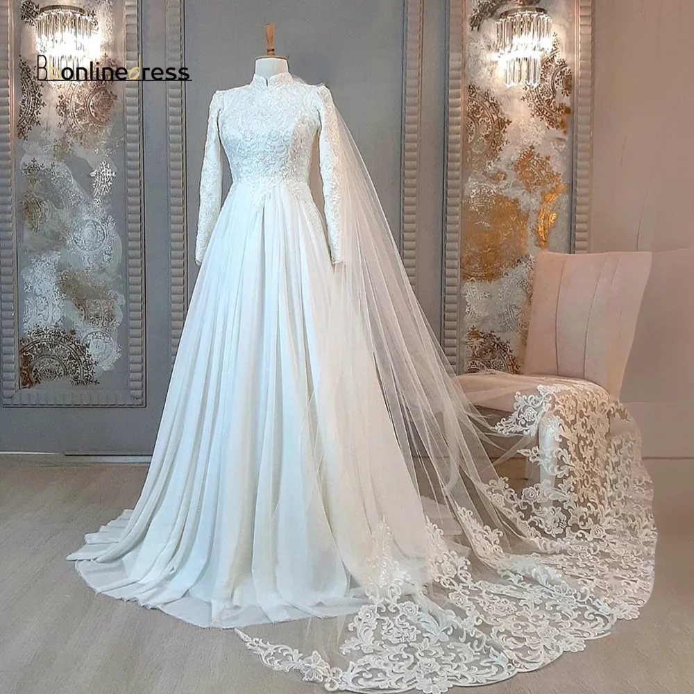 

Bbonlinedress, мусульманский марокканский кафтан цвета слоновой кости, свадебное платье, элегантная кружевная накидка с аппликацией, вечерние платья с длинными рукавами