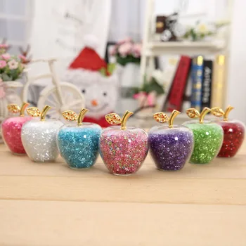

1Pcs High Quality Commemorative Crystal Diamond Colorful Apple Gift Decoration Crafts Miniatures Figurines