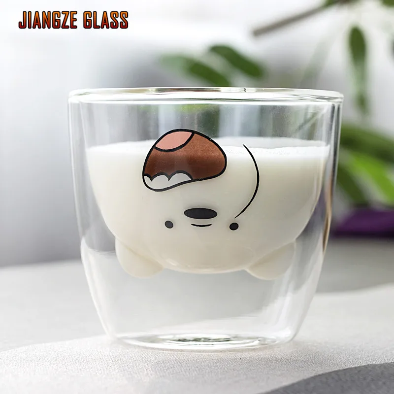 Три голых медведя двойная стеклянная чашка | Дом и сад