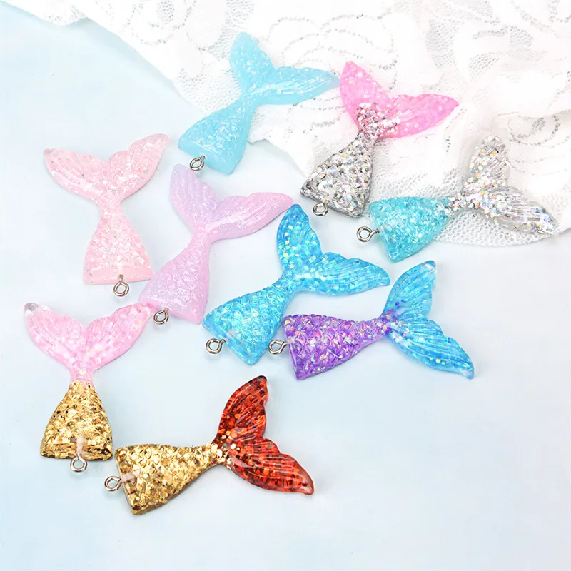 

10Pcs Multi Color Resin Mermaid Tail Charms Pendants For Necklace Keychain Charms For DIY Decoration Accessories
