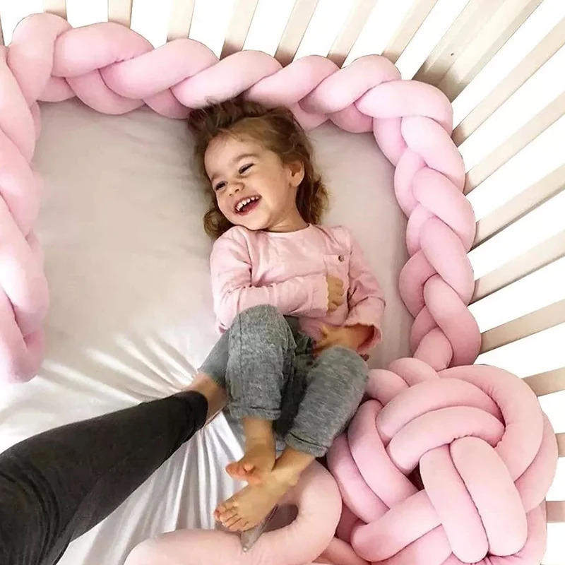 1PC 3M/4M Newborn Bed Bumper Long Knotted 4 Braid Pillow Cot Bumper Knot Crib Infant Room Decor Comfortable protector