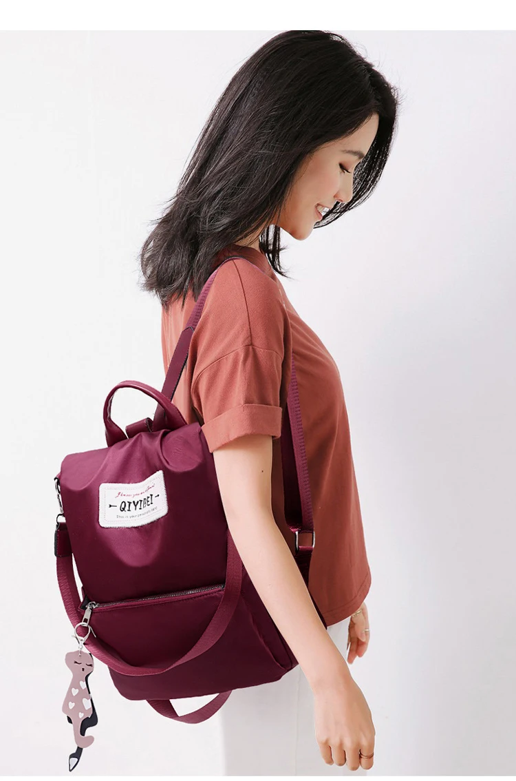 Женский рюкзак, чистый цвет, Женская дорожная сумка, модный двойной рюкзак, женский рюкзак, дизайн, повседневный рюкзак