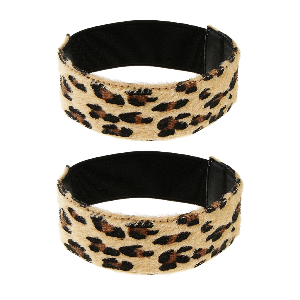 1 Pair Elastic Leopard Shoe Straps for Holding Loose Shoes High Heels