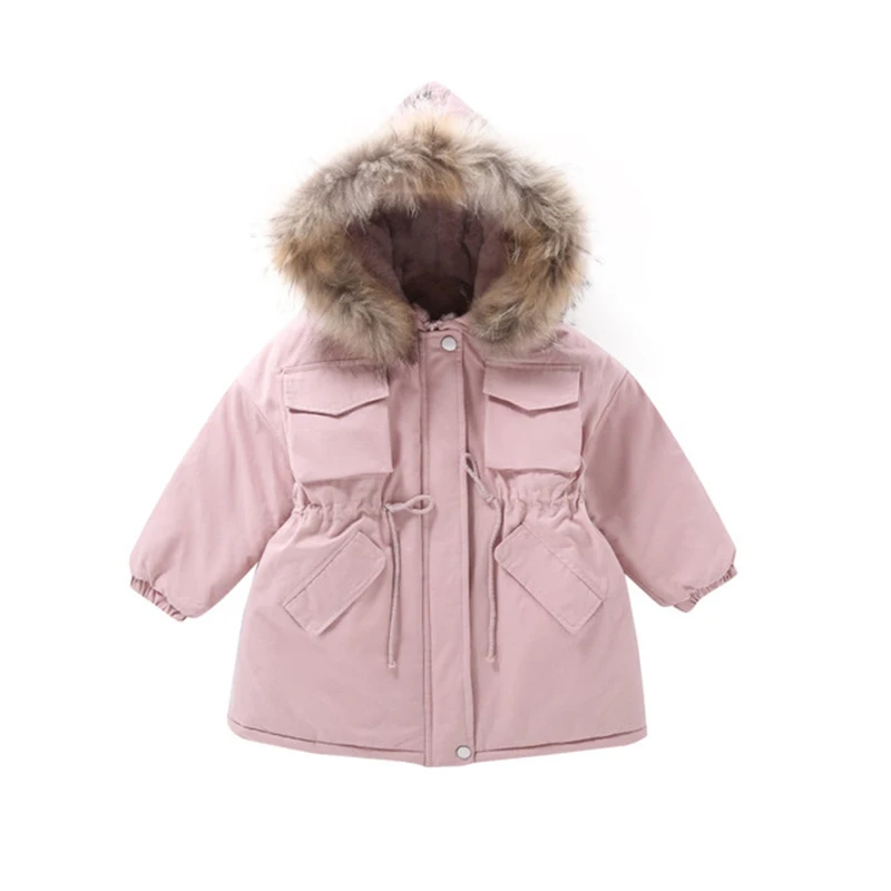 

Rlyaeiz High Quality Winter Jackets for Girls 2019 Fashion New Fleece Warm Girls Winter Coat Fur Collar Parka Overcoat Age 4-13y