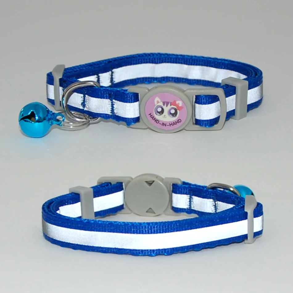 Pet Cat Collar With Bell Breakaway Safety Adjustable Cat Collar Kitten Reflective Polka Dot Print Pet Cats Necklace Accessories