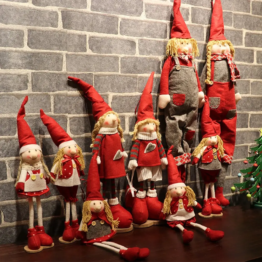 Christmas Elf Figurine Christmas Doll Santa Claus Elf Male And Female Doll Christmas Decoration Doll