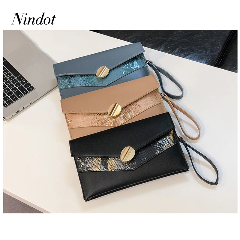 Nindot 2019 модные сумки клатч женский для вечерней вечеринки Змеиный узор женская