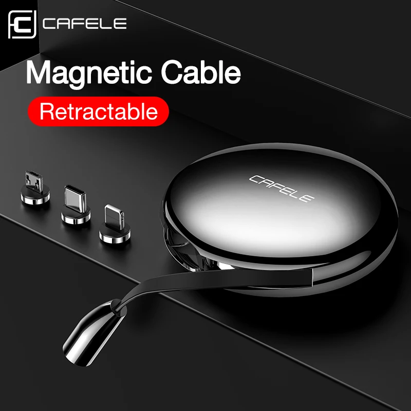 Магнитный Выдвижной USB кабель Cafele для iPhone, зарядное устройство, кабель Micro USB Type C для Huawei, Xiaomi, Samsung S10, 3A, быстрая зарядка 