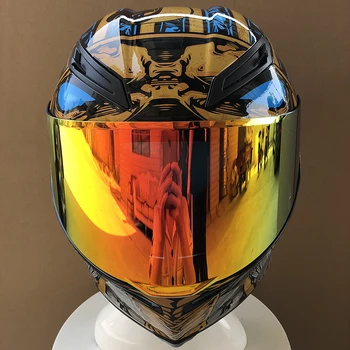 

ECE Approved Full Face Motorcycle Helmet Washable Lining with gold Len Stylish Fast Release Racing Helmet Casco Casque