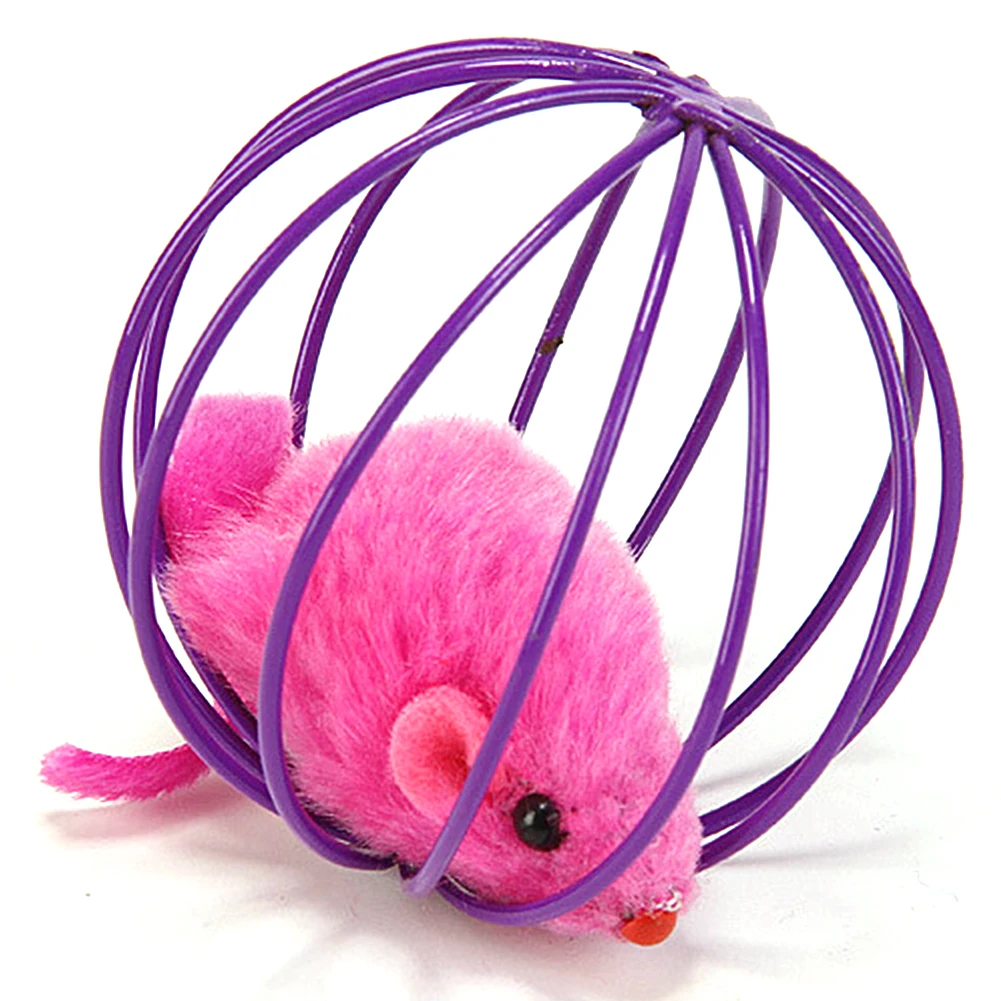 

New Pet Cat Toys Cute Artificial Mouse in Rolling Rat Cage Kitten Gift Interactive Play Toys