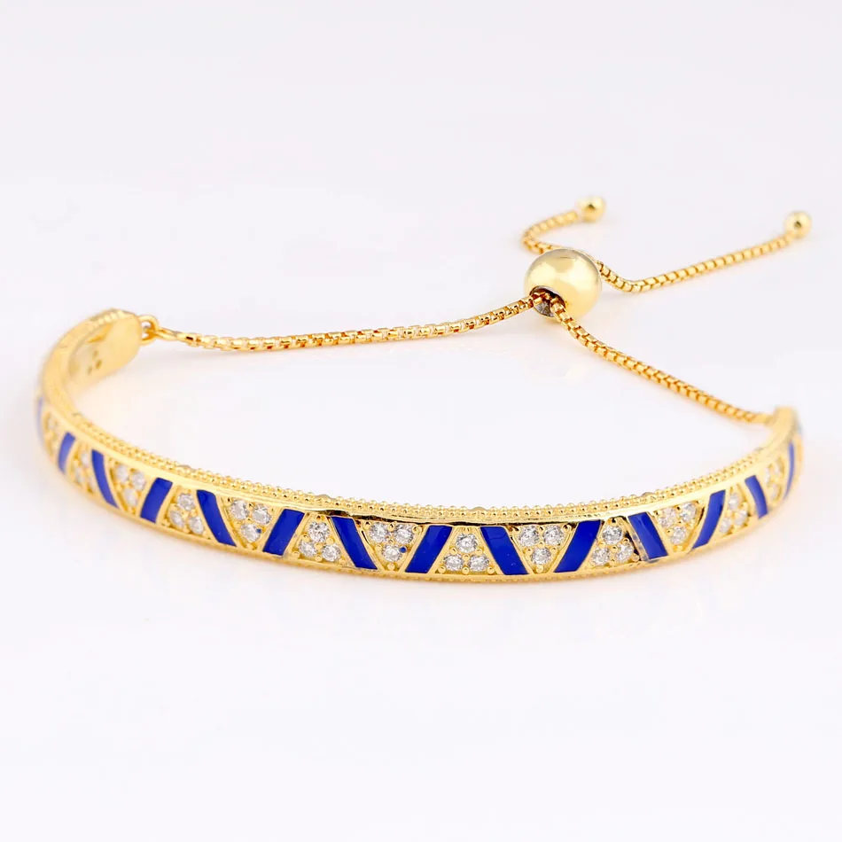 925 Sterling Silver Bangle Shine Stones& Triangular Milgrain Stripes Sliding Bracelet Fit Women Bead Charm Diy Europe Jewelry