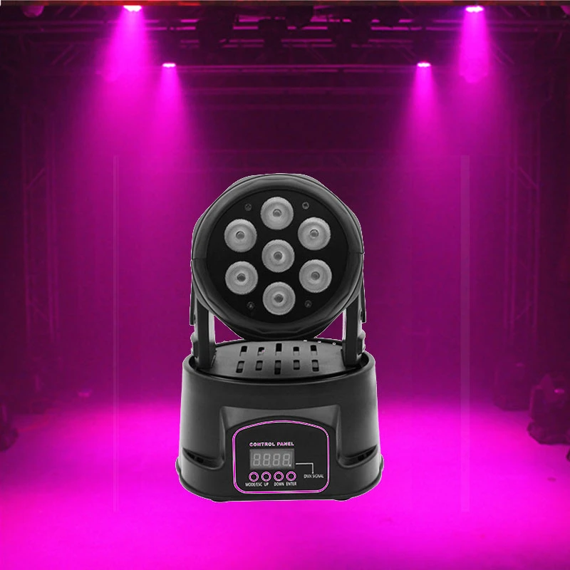

New Moving Head LED Wash Stage Lighting 7x18W RGBWA+UV 6in1 Professional DMX512 For Disco DJ Music Party KTV Nightclub Lights